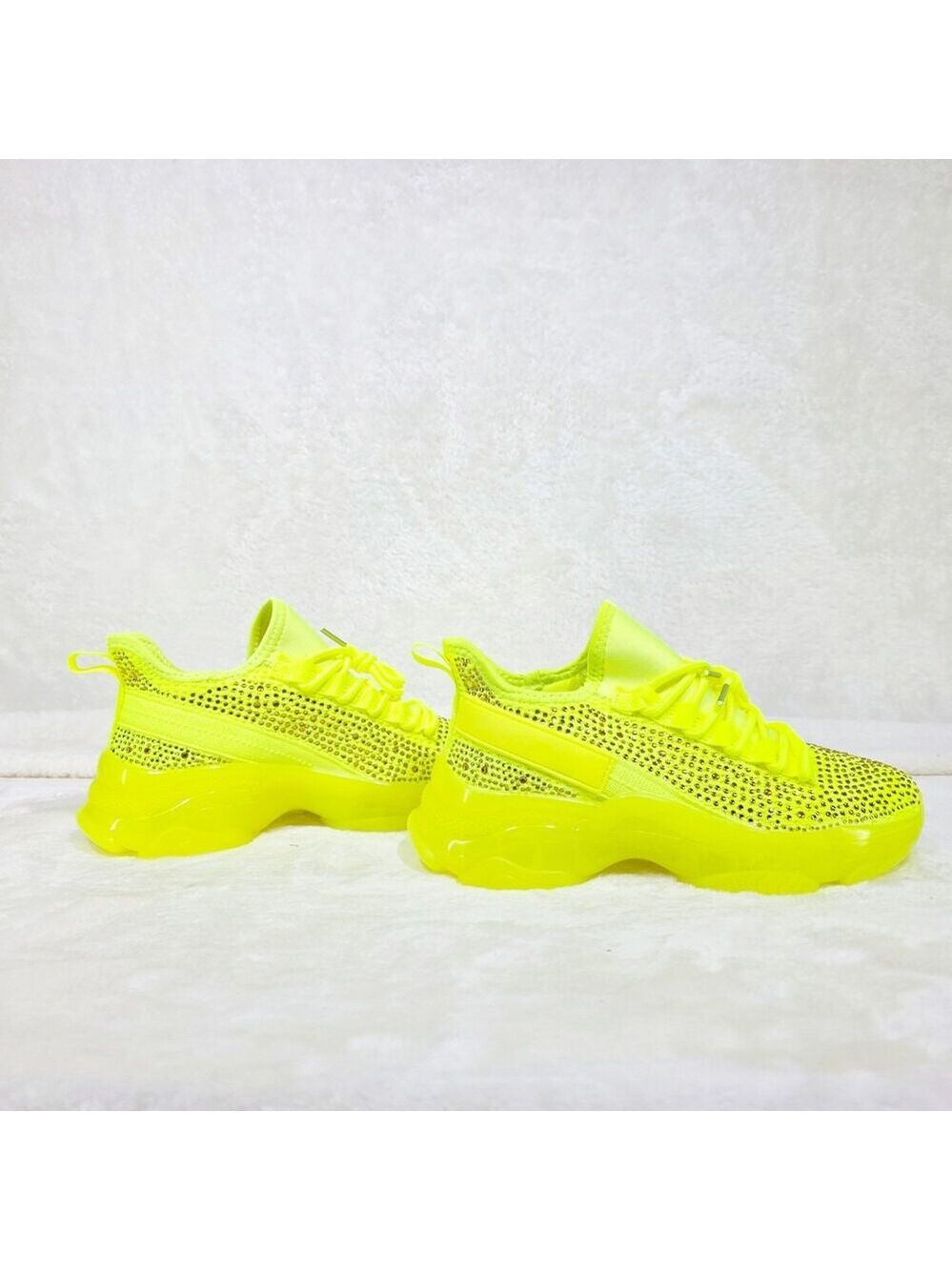 NIB Frey Bright Neon Yellow Jelly Sole Slip On Comfy Running Shoes Sneaker